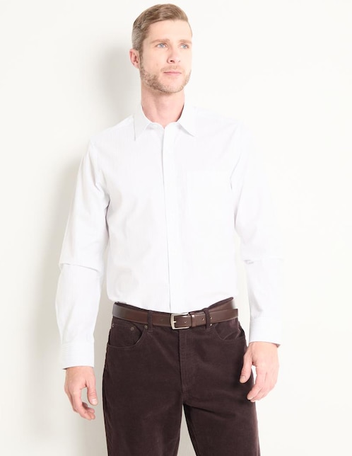 Camisa business casual manga larga para hombre 1