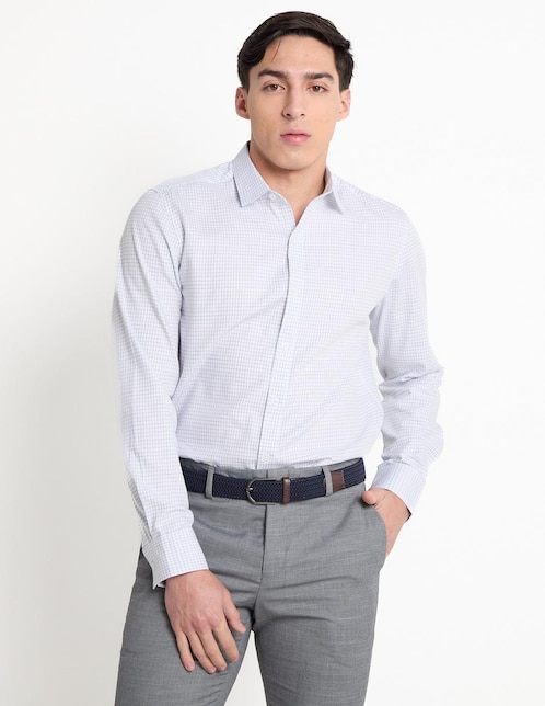 Camisa de vestir Contempo manga larga para hombre