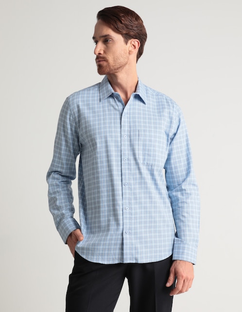 Camisa casual de algodón manga larga para hombre 1