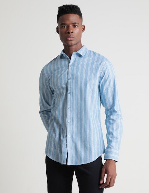 Camisa de vestir Contempo manga larga para hombre