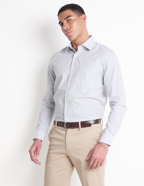 Camisa de vestir de algodón manga larga para hombre 1