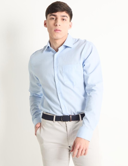 Camisa bussines casual de algodón manga larga para hombre 1