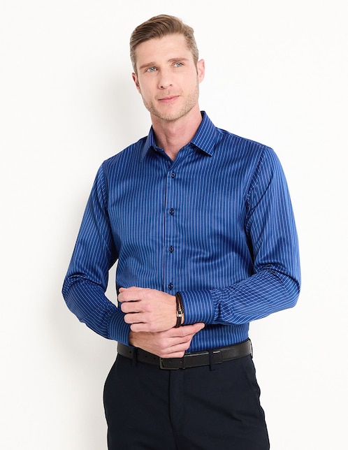 Camisa de vestir de algodón manga larga para hombre 1