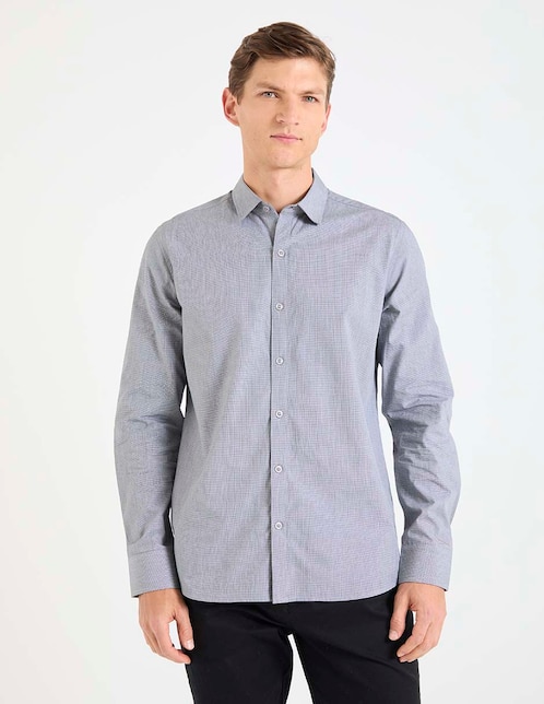 Camisa de vestir de algodón manga larga para hombre 1