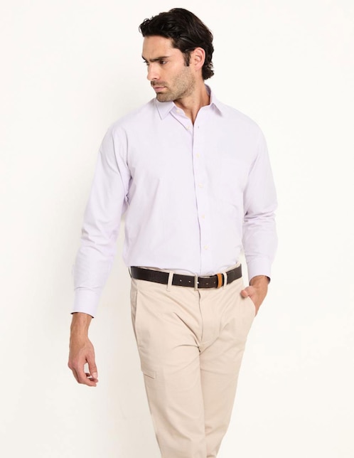 Camisa business casual Pierre Cardin de algodón manga larga para hombre
