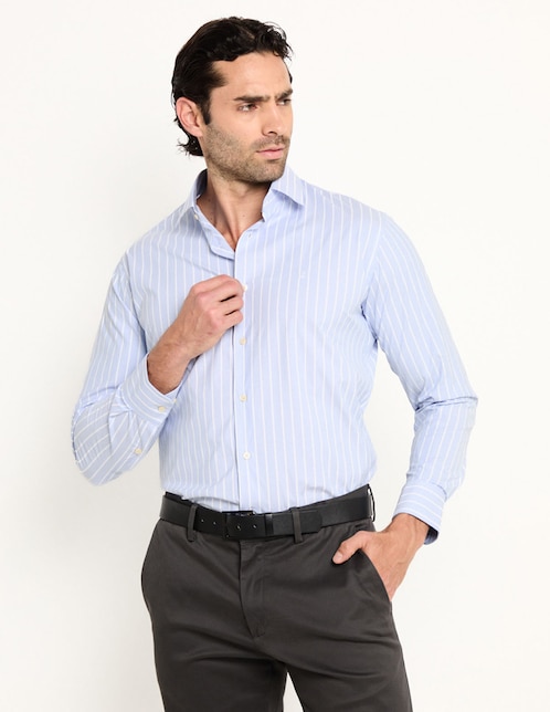 Camisa business casual manga larga para hombre 1