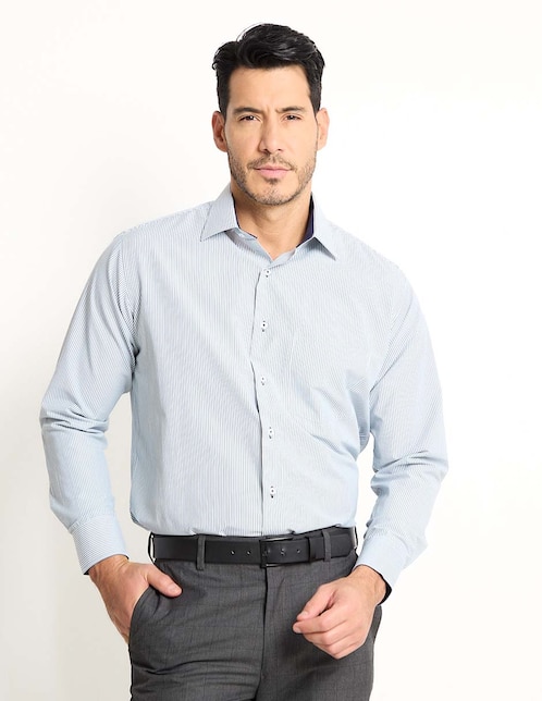 Camisa de vestir Parllieni de algodón manga larga para hombre