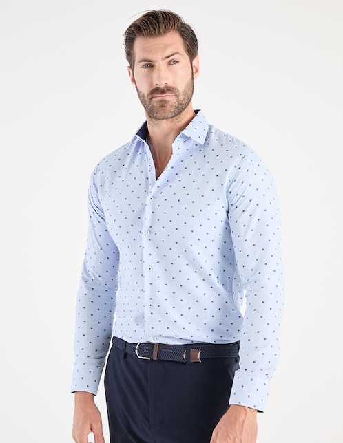 Camisa business casual Parllieni de algodón manga larga para hombre