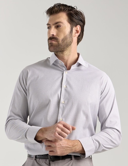 Camisa de vestir de algodón manga larga para hombre 1