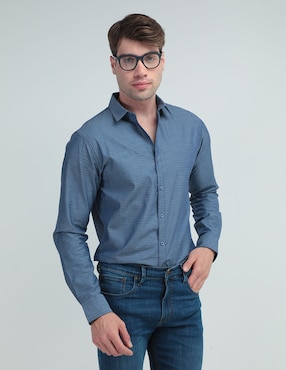 Camisa Casual Contempo Manga Larga Para Hombre