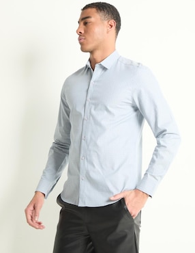 Camisa casual Contempo de algodón manga larga para hombre