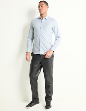 Camisa casual Contempo de algodón manga larga para hombre