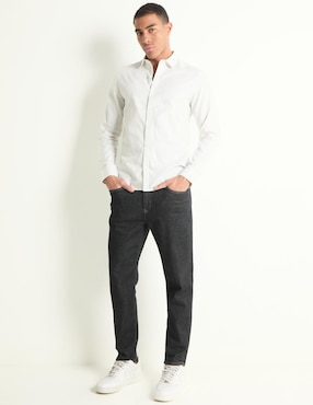 Camisa casual Contempo de algodón manga larga para hombre