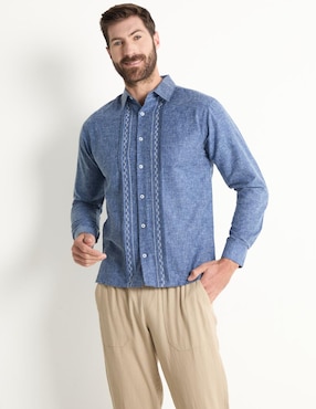 Guayabera Manga Larga Gianfranco Dunna Para Hombre