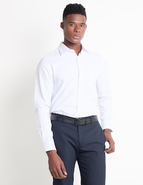 Camisa de vestir Contempo de algodón manga larga para hombre
