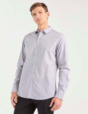 Camisa business casual Contempo de algodón manga larga para hombre