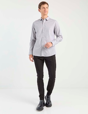 Camisa business casual Contempo de algodón manga larga para hombre