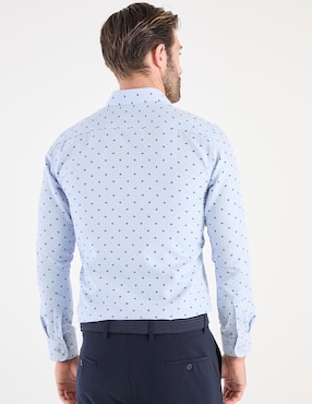 Camisa business casual Parllieni de algodón manga larga para hombre