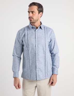 Camisa casual Gianfranco Dunna de lino manga larga para hombre