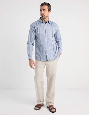 Camisa casual Gianfranco Dunna de lino manga larga para hombre
