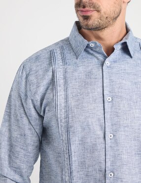 Camisa casual Gianfranco Dunna de lino manga larga para hombre