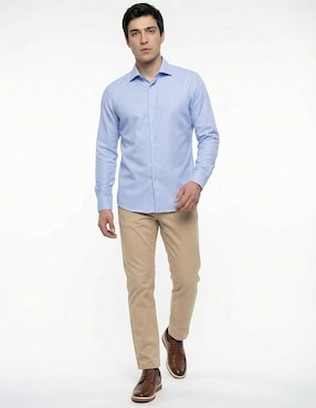 Camisa business casual Contempo manga larga para hombre
