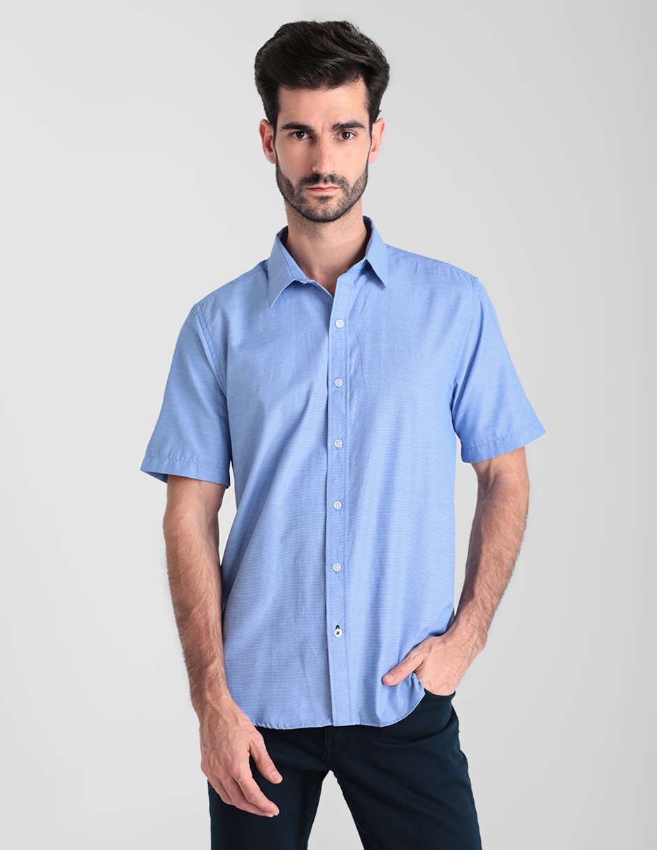 Camisa casual de algodón manga corta para hombre