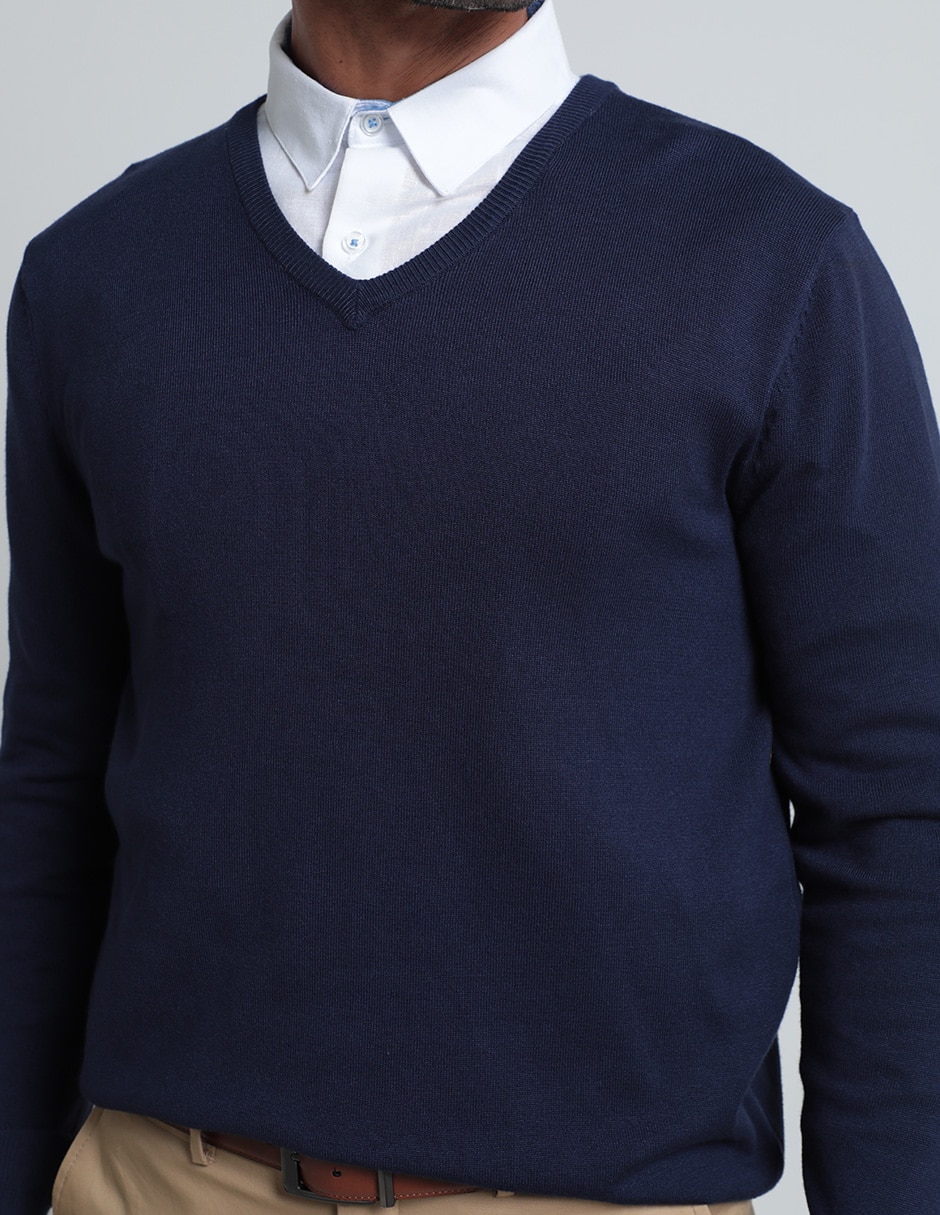 Sueter cuello V para hombre 4