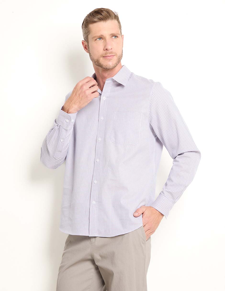 Camisa casual de algodón manga larga para hombre