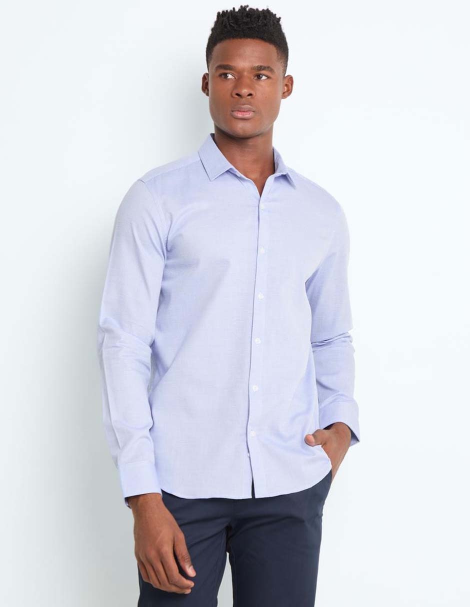 Camisa casual de algodón manga larga para hombre