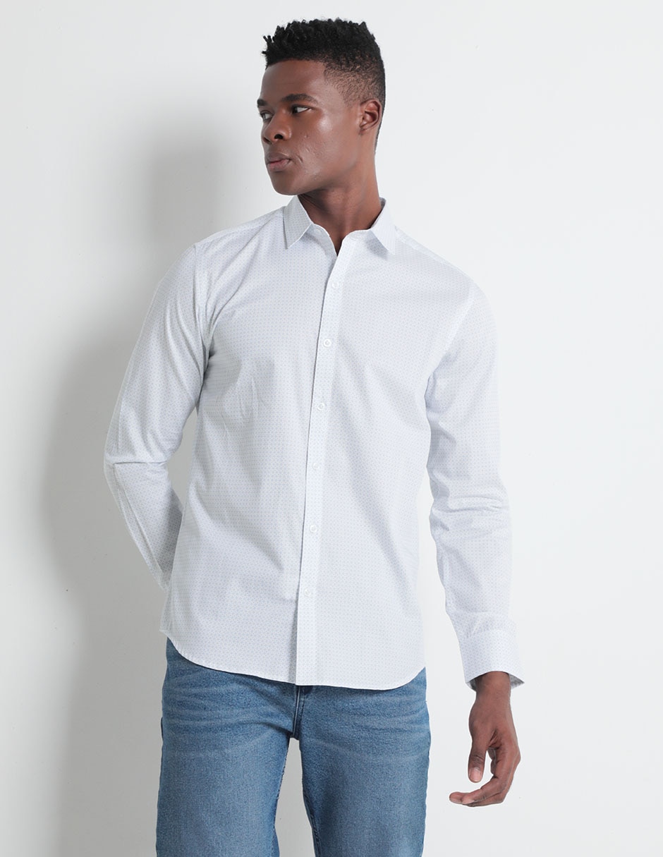 Camisa casual Contempo de algodón manga larga para hombre Suburbia