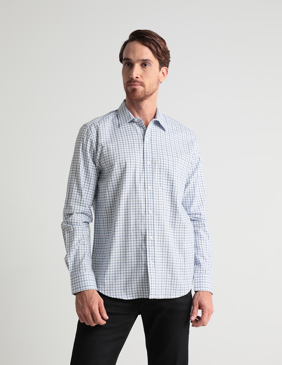 Camisa casual de algodón manga larga para hombre