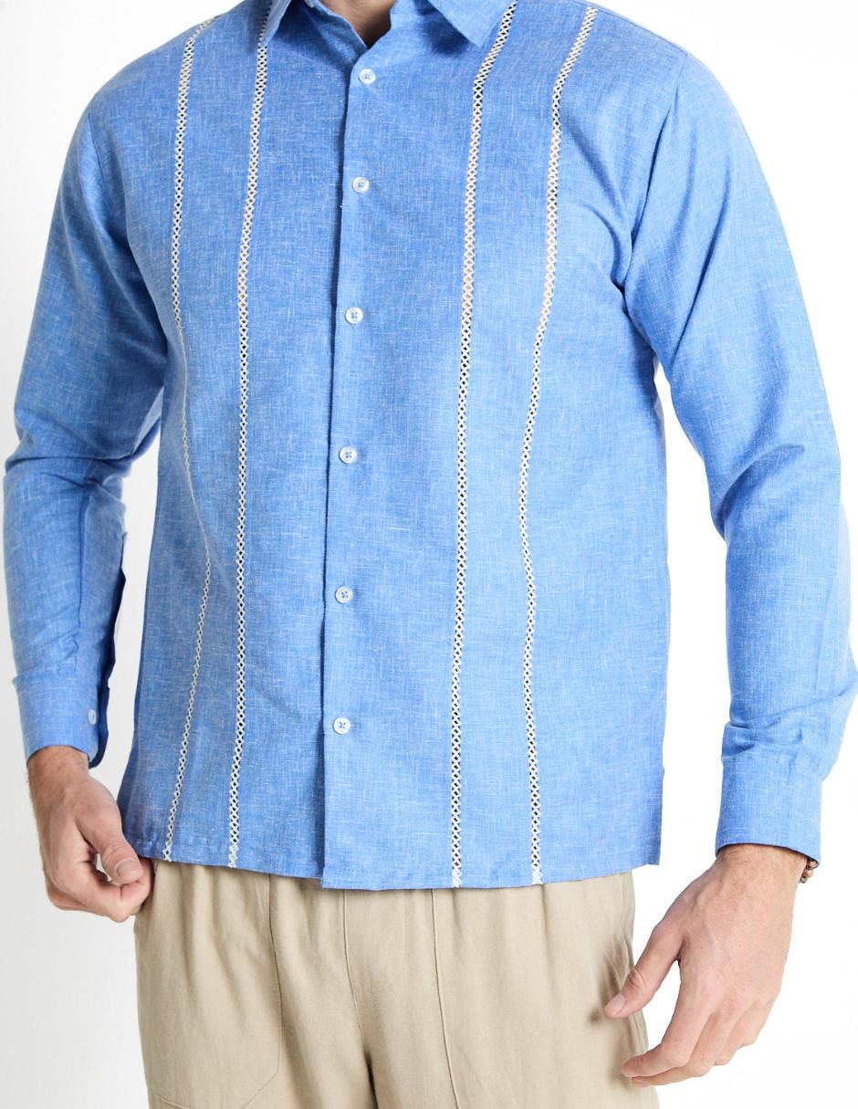 Guayabera manga larga para hombre 4