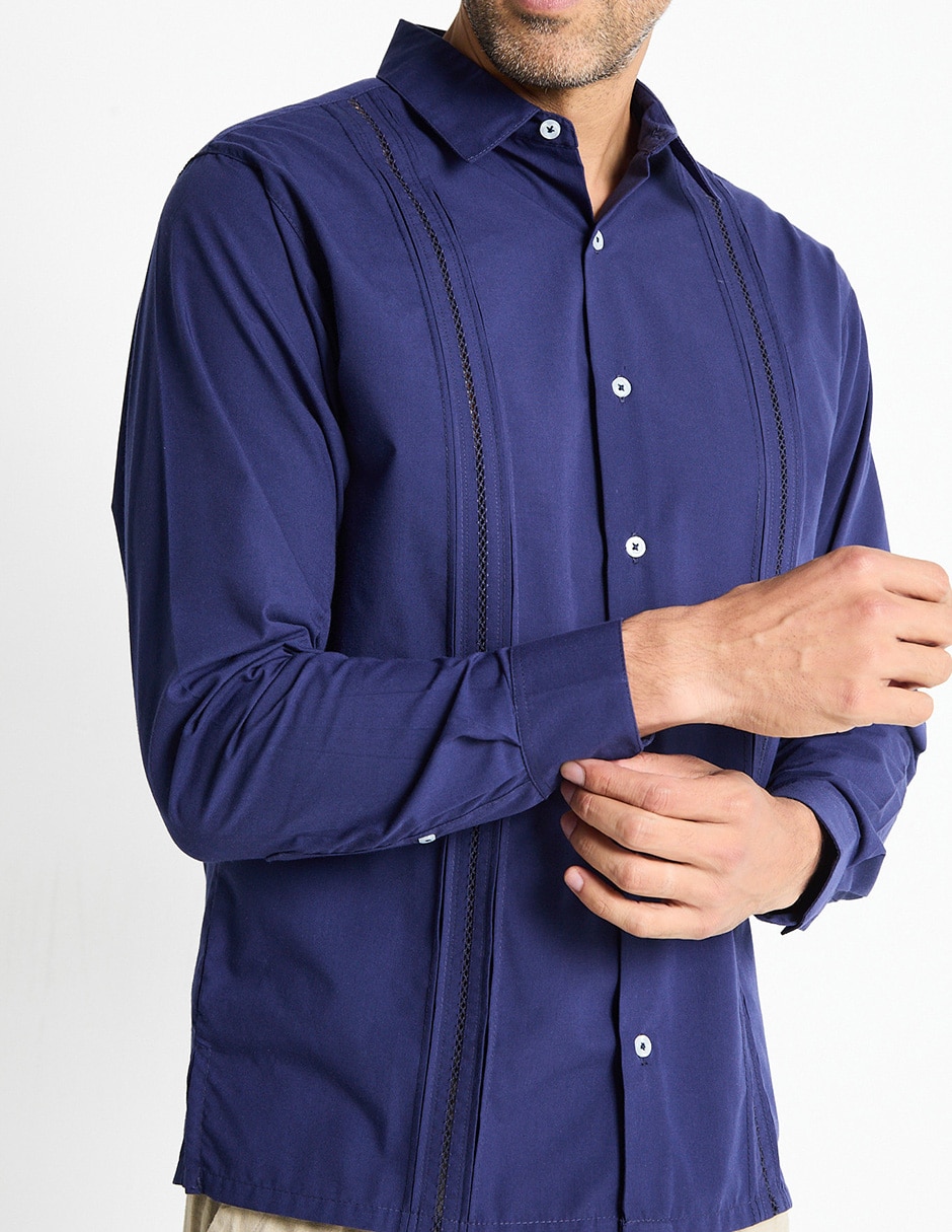 Guayabera manga larga para hombre 4
