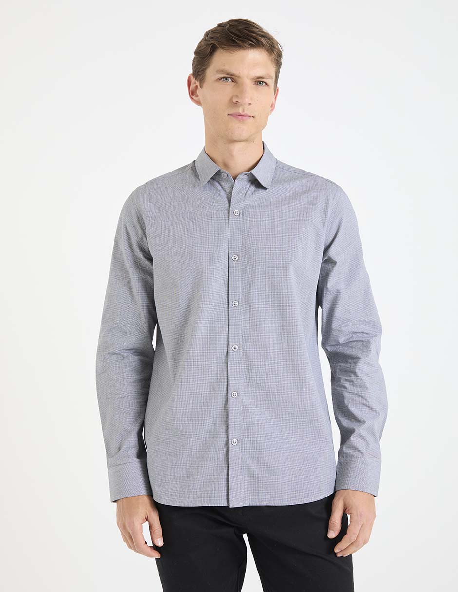 Camisa de vestir de algodón manga larga para hombre
