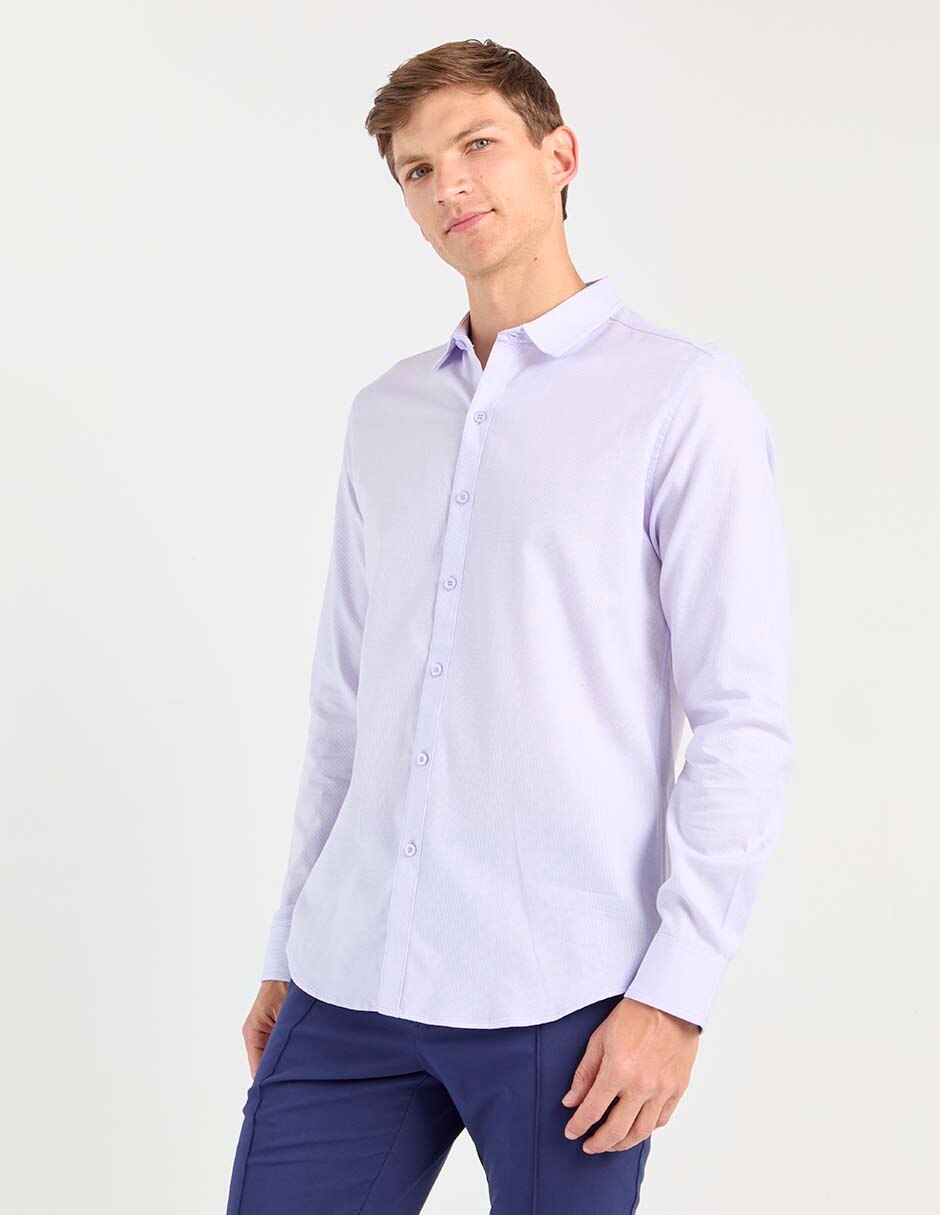 Camisa de vestir de algodón manga larga para hombre