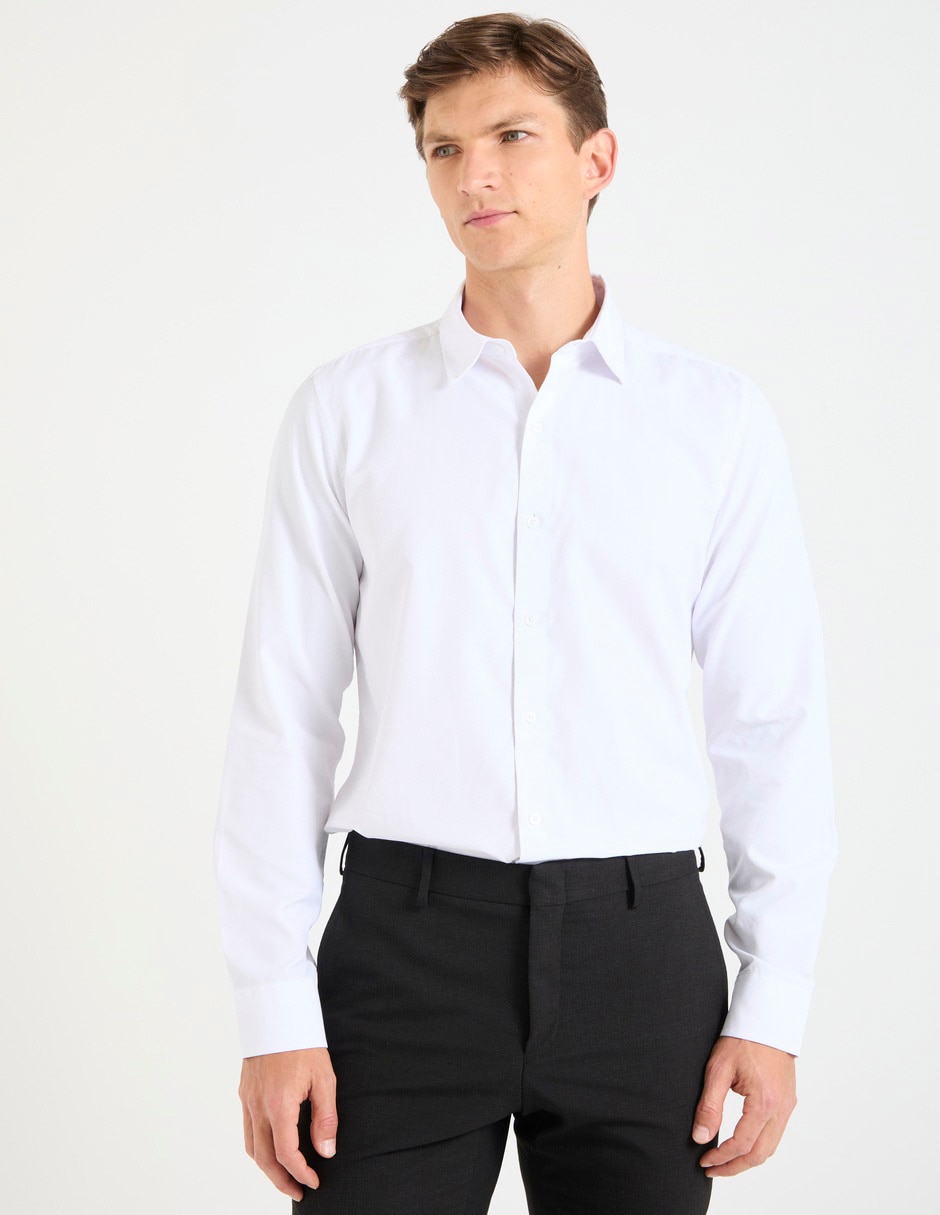Camisa business casual de algodón manga larga para hombre Camisa business casual de algodón manga larga para hombre