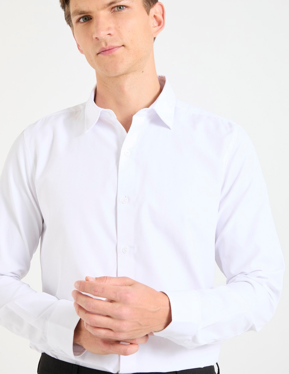 Camisa business casual de algodón manga larga para hombre 4