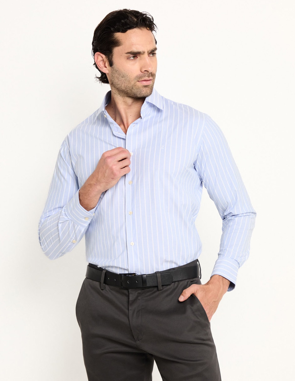 Camisa business casual manga larga para hombre