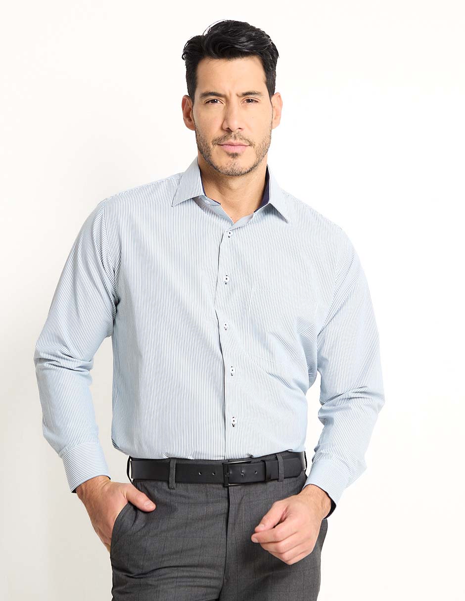 Camisa de vestir de algodón manga larga para hombre