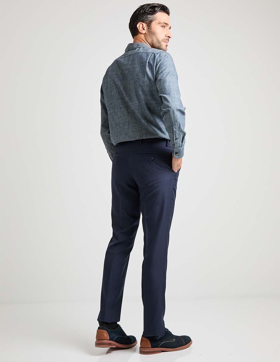 Pantalón business casual de vestir slim de algodón para hombre 2