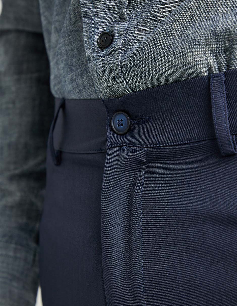 Pantalón business casual de vestir slim de algodón para hombre 5