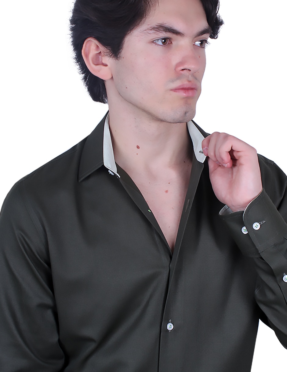 Camisa formal manga larga para hombre 4