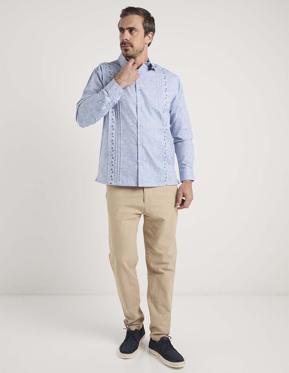 Guayabera manga larga para hombre 3