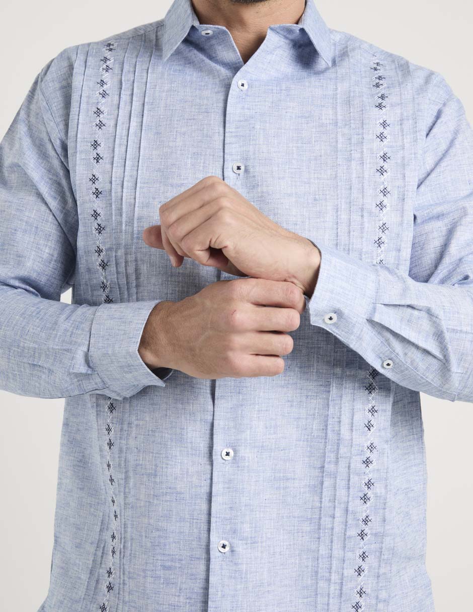 Guayabera manga larga para hombre 4