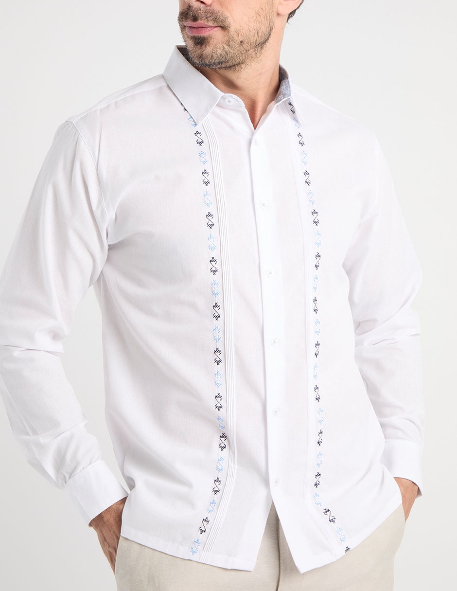 Guayabera manga larga para hombre 4