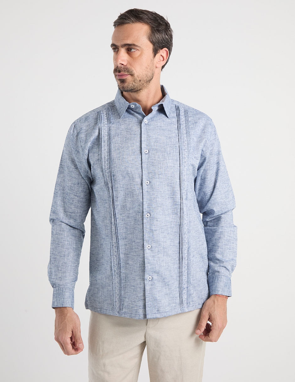 Camisa casual de lino manga larga para hombre 2