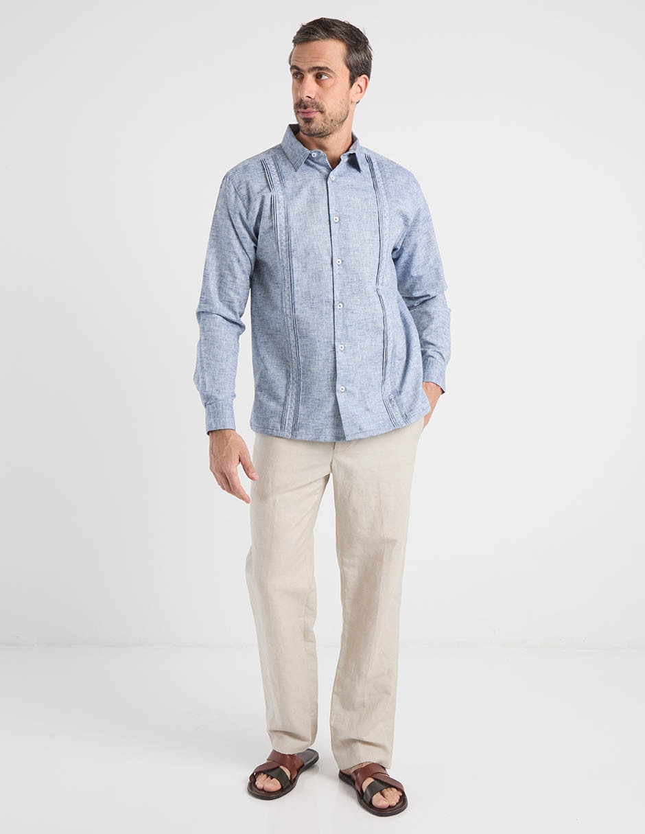 Camisa casual de lino manga larga para hombre 3