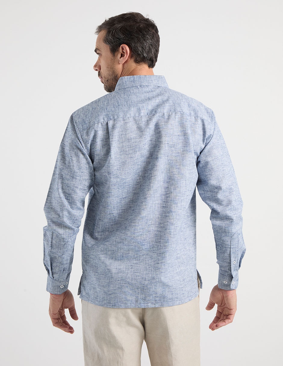 Camisa casual de lino manga larga para hombre 6